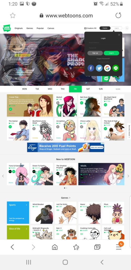 Create a webtoon account
